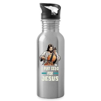 I play cello for Jesus - Water bottle with straw - silver - Right