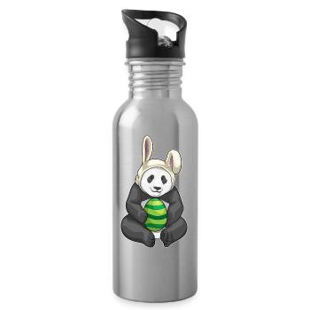 Oreilles de lapin de Pâques panda - Gourde avec paille intégrée - argent clair - Droite