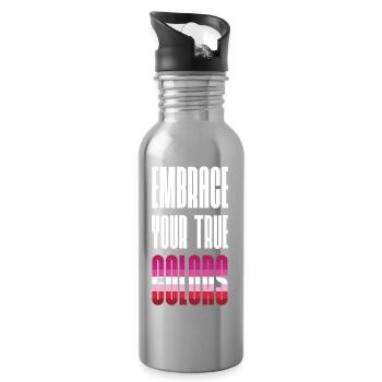 LGBT Pride Month - Umarme dein wahres Gesicht - Trinkflasche mit integriertem Trinkhalm - Lightsilver - Rechts