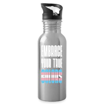 LGBT Pride Month - Embrace Your True Colors - Water bottle with straw - silver - Right