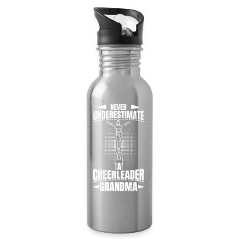 Never Underestimate Cheerleader Grandma - Water bottle with straw - silver - Right