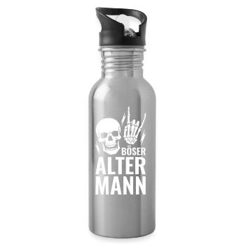 Böser alter Mann - Trinkflasche mit integriertem Trinkhalm - Lightsilver - Rechts