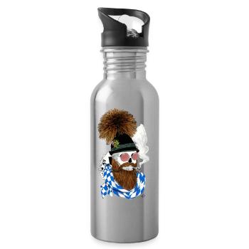 Bayern-Skull avec chapeau, lunettes et barbe - Gourde avec paille intégrée - argent clair - Droite