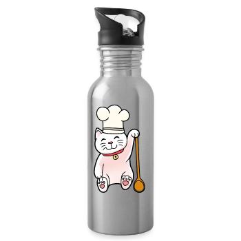 Cat Cuisinier Cuisinier Cuisinier Hôte - Gourde avec paille intégrée - argent clair - Droite