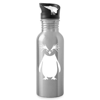 Minimalistischer Kaiserpinguin Silhouette Kunst - Trinkflasche mit integriertem Trinkhalm - Lightsilver - Rechts