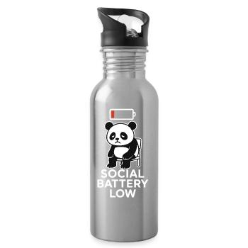 social battery low panda - Trinkflasche mit integriertem Trinkhalm - Lightsilver - Rechts