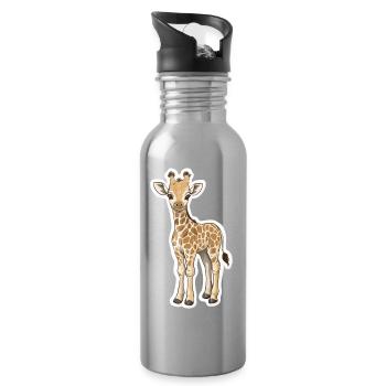 Giraffe - Trinkflasche mit integriertem Trinkhalm - Lightsilver - Rechts
