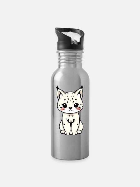 Luchs - Trinkflasche mit integriertem Trinkhalm - Lightsilver