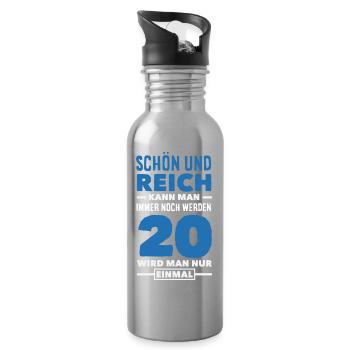 Funny 20th Birthday Gift - Water bottle with straw - silver - Right