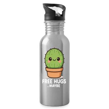 Cactus amical à la recherche d’un câlin - Gourde avec paille intégrée - argent clair - Droite