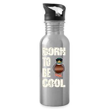 Cooler Enten Spruch  - Trinkflasche mit integriertem Trinkhalm - Lightsilver - Rechts