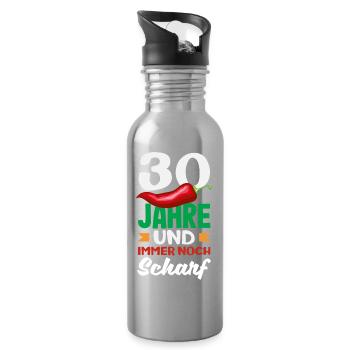 Funny 30th birthday gift - Water bottle with straw - silver - Right