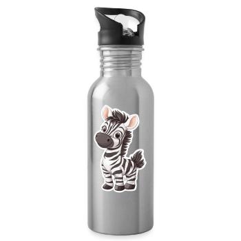 Zebra - Water bottle with straw - silver - Right