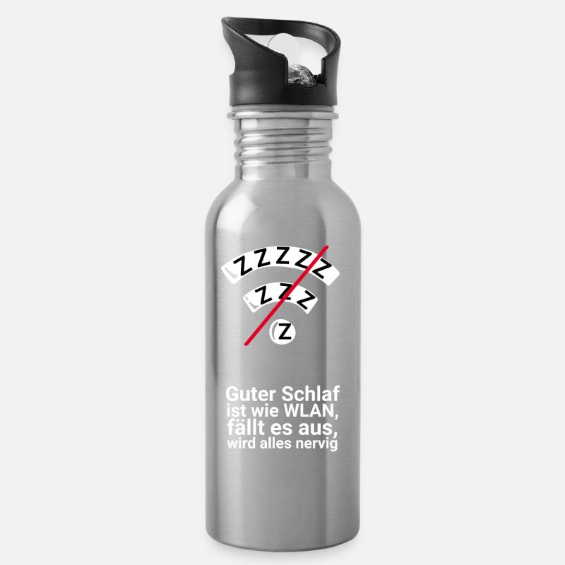 Schlaf wie WLAN: Ausfall nervt - Trinkflasche mit integriertem Trinkhalm - Lightsilver