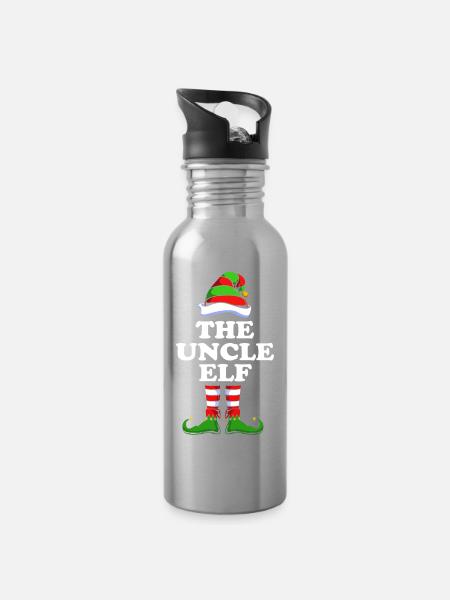 Onkel Elfe Elf Weihnachtsgeschenk - Trinkflasche mit integriertem Trinkhalm - Lightsilver