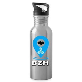 Triskel Breizh Blau - Trinkflasche mit integriertem Trinkhalm - Lightsilver - Rechts