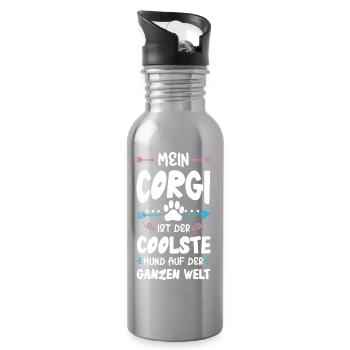 corgi hund spruch - Trinkflasche mit integriertem Trinkhalm - Lightsilver - Rechts