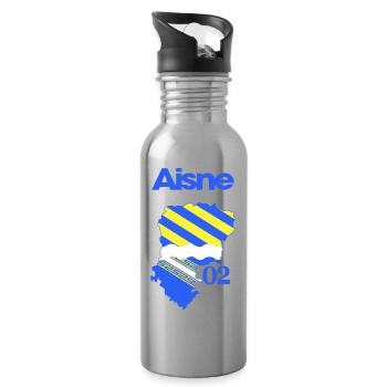 Map of Aisne Blue Yellow 02 - Water bottle with straw - silver - Right