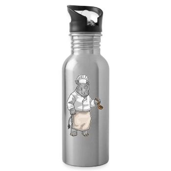 Rhinocéros Cuisson Cuisson Cuiller Cuisson - Gourde avec paille intégrée - argent clair - Droite