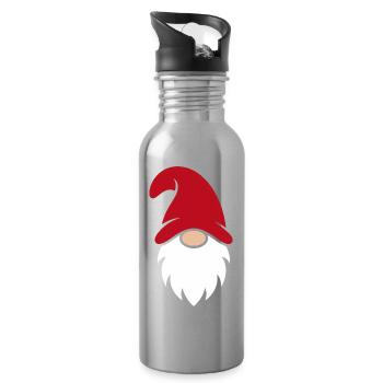 Gnome de Noël mignon chapeau rouge - Gourde avec paille intégrée - argent clair - Droite