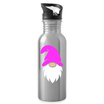 Gnome de Noël au chapeau rose - Gourde avec paille intégrée - argent clair - Droite