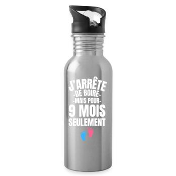 Lustige Schwangerschaftsankündigung - Humor Werdende Mama 2026 - Trinkflasche mit integriertem Trinkhalm - Lightsilver - Rechts