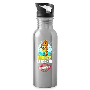 Bronze Seepferdchen Abzeichen  - Trinkflasche mit integriertem Trinkhalm - Lightsilver - Rechts