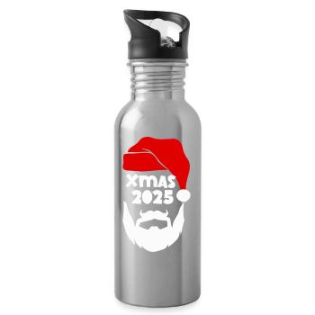 Noël 2025 Motif du Père Noël - Gourde avec paille intégrée - argent clair - Droite