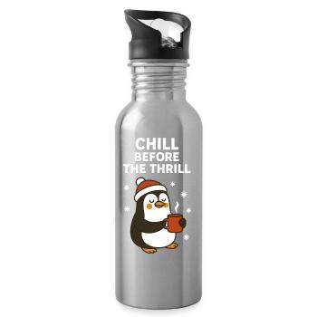 Chill Before The Thrill Drôle de Pingouin des Fêtes - Gourde avec paille intégrée - argent clair - Droite