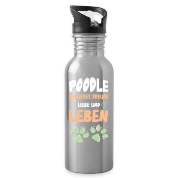 Poodle - Water bottle with straw - silver - Right
