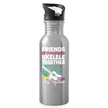 Hawaiian Ukulele Uke Friends - Trinkflasche mit integriertem Trinkhalm - Lightsilver - Rechts
