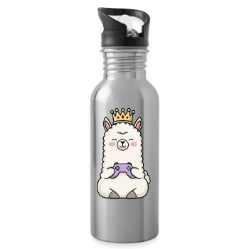 Crown Llama Gamen Controller - Water bottle with straw - silver - Right