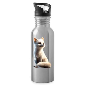 Polarfuchs Schneefuchs Eisfuchs Süßer Weißer Fuchs - Trinkflasche mit integriertem Trinkhalm - Lightsilver - Rechts