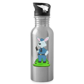 Hase Polizist Mikrofon Polizei - Trinkflasche mit integriertem Trinkhalm - Lightsilver - Rechts