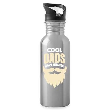 Cool Dads have Beards - Coole Väter haben Bart Fun - Trinkflasche mit integriertem Trinkhalm - Lightsilver - Rechts