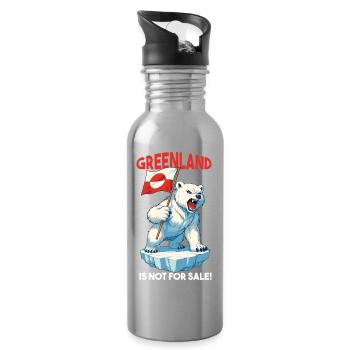 Le Groenland n’est pas à vendre. L’ours polaire arctique - Gourde avec paille intégrée - argent clair - Droite