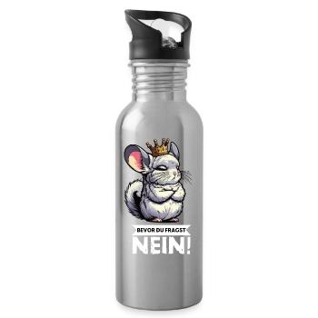 Avant que vous ne demandiez à la chinchilla, chinchilla, rongeur - Gourde avec paille intégrée - argent clair - Droite