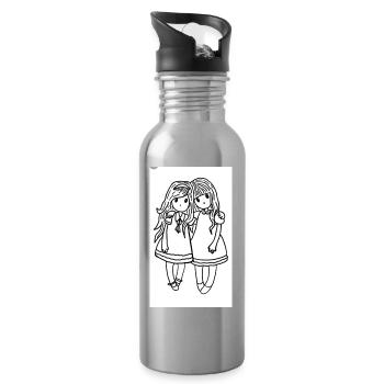 Mädchenduo - Trinkflasche mit integriertem Trinkhalm - Lightsilver - Rechts