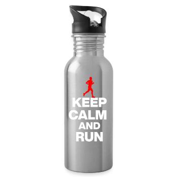 KEEP CALM AND RUN! FOR JOGGERS AND MARATHONERS sw - Water bottle with straw - silver - Right