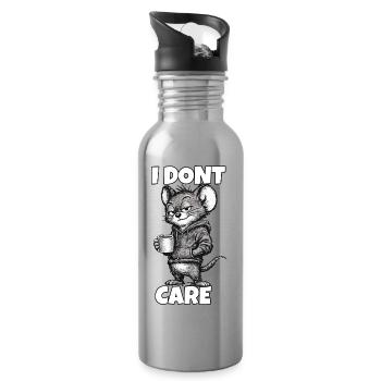 I Don’t Care – Maus mit Kaffee (Sarkasmus) - Trinkflasche mit integriertem Trinkhalm - Lightsilver - Rechts