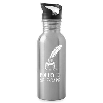 Poetry as Self-Care - Water bottle with straw - silver - Right