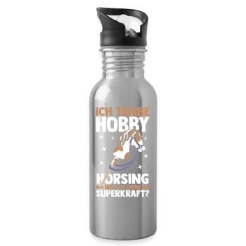 Steckenpferd Hobbyhorse Hobby Horsing - Trinkflasche mit integriertem Trinkhalm - Lightsilver - Rechts