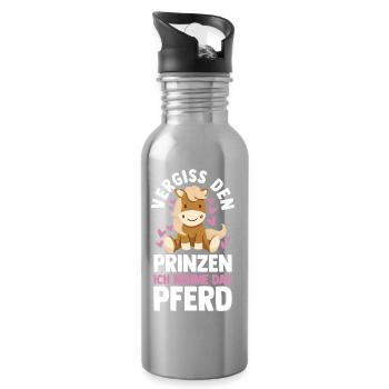 Reiten Pferdeliebhaber Reiterhof Pferde - Trinkflasche mit integriertem Trinkhalm - Lightsilver - Rechts