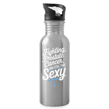 Sexy Gegen Prostatakrebs - Trinkflasche mit integriertem Trinkhalm - Lightsilver - Rechts
