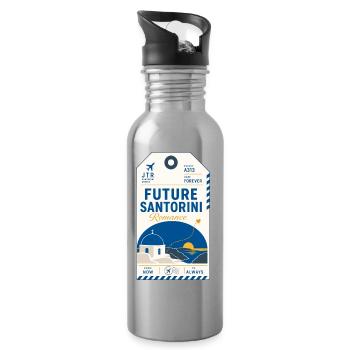 Cadeau romantique, futur voyage d’amour à Santorin - Gourde avec paille intégrée - argent clair - Droite