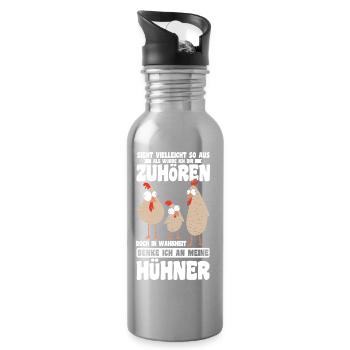 Hühnerflüsterer Huhn Hühnerhalter Hühner - Trinkflasche mit integriertem Trinkhalm - Lightsilver - Rechts
