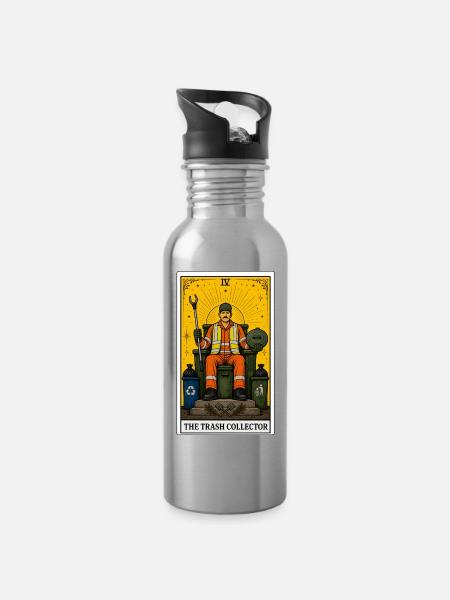 Müllwerker | Entsorgung Beruf Tarot - Trinkflasche mit integriertem Trinkhalm - Lightsilver