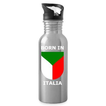 Geboren in Italia Schild - Trinkflasche mit integriertem Trinkhalm - Lightsilver - Rechts