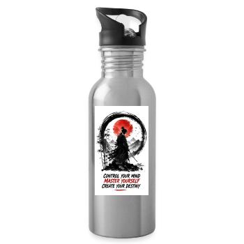 Samouraï Zen : Contrôle ton esprit - Gourde avec paille intégrée - argent clair - Droite