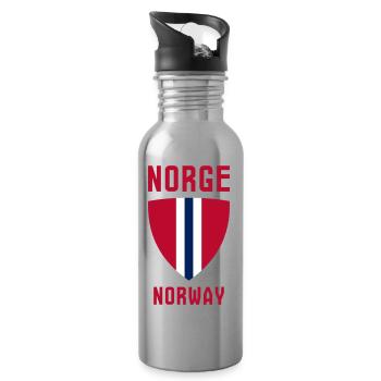 Norge – Norwegen - Trinkflasche mit integriertem Trinkhalm - Lightsilver - Rechts